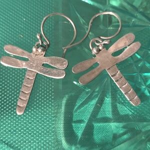 Sterling Silver Signed Dragonfly Earrings